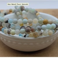 Image 1 of Natural Flower Amazonite Beads – Round Gemstone Jewelry Supplies