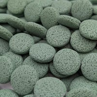 Image 1 of Sea Green Lava Rock Beads – Large Flat Round Focal Bead Strand, Dyed Natural