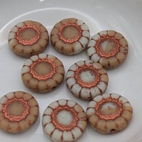 Image 1 of Czech Glass Sunflower Beads (13×13mm, Copper Wash) 4 beads