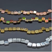 Image 1 of 6 mm 2-Hole Czech Glass Tile Beads — 7″ Strand (~30 Beads) – Multiple Color Finishes