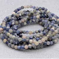 Image 2 of Natural Sodalite Beads – 4–4.5mm Round Gemstone Beads – 15 Inch Strand