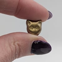 Image 2 of Czech Glass Cat Head Beads – Iridescent Metallic Finish – 7pc Set (13x12mm)