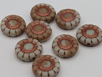 Image 2 of Czech Glass Sunflower Beads (13×13mm, Copper Wash) 4 beads