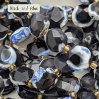Image 4 of Fire Crackle Agate Beads – Faceted Hexagonal Flat Round with Seed Beads