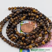 Image 4 of Natural Tiger Eye Beads – 4mm Round Gemstone Bead Strand