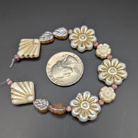 Image 4 of Czech Glass Floral Bead Strand – Metallic Flower & Leaf Accents (15cm)