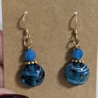 Image 1 of Ocean Whispers – Artisan Glass & Gold Earrings