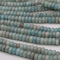Image 5 of Natural Amazonite Rondelle Beads – 4x2mm Gemstone Bead Strand, Calming Blue Green Pebble Tones