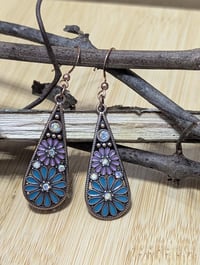 Image 1 of Bohemian Teardrop Flower Earrings