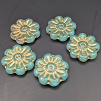 Image 4 of Daisy Czech Beads - 5, 18x18mm beads