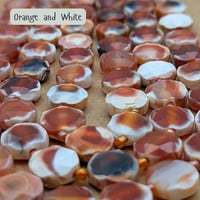 Image 6 of Fire Crackle Agate Beads – Faceted Hexagonal Flat Round with Seed Beads