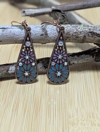 Image 2 of Bohemian Teardrop Flower Earrings