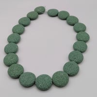 Image 7 of Sea Green Lava Rock Beads – Large Flat Round Focal Bead Strand, Dyed Natural