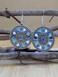 Image 2 of Blue Radiance Earrings – Ornamental Teardrop Circles