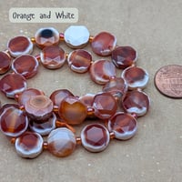 Image 7 of Fire Crackle Agate Beads – Faceted Hexagonal Flat Round with Seed Beads
