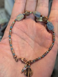Image 2 of Handmade Blue & Copper Calcite Spiral Beaded Bracelet