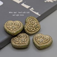 Image 4 of Heart and Flowers Czech Glass Beads 17*17mm