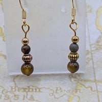 Image 2 of Earrings - Handcrafted Agate Stone Earrings, Antique Gold Findings