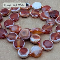 Image 8 of Fire Crackle Agate Beads – Faceted Hexagonal Flat Round with Seed Beads