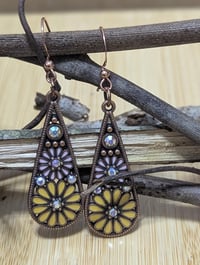 Image 4 of Bohemian Teardrop Flower Earrings