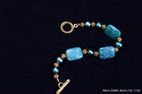 Image 5 of Handmade Bracelet - Amazonite and freshwater pearls with plated gold finishes and a toggle clasp