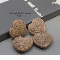Image 6 of Heart and Flowers Czech Glass Beads 17*17mm
