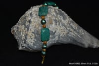 Image 6 of Handmade Bracelet - Amazonite and freshwater pearls with plated gold finishes and a toggle clasp
