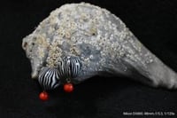 Image 5 of Earrings - Zebra Stripe & Red Bead Statement Earrings
