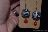 Image 6 of Earrings - Zebra Stripe & Red Bead Statement Earrings