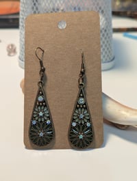 Image 6 of Bohemian Green Teardrop Flower Earrings