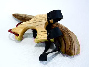 Image of Pinch Grip Slingshot made of Ash wood, Wooden Catapult for tie on band