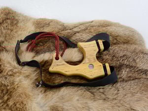 Image of Pinch Grip Slingshot made of Ash wood, Wooden Catapult for tie on band