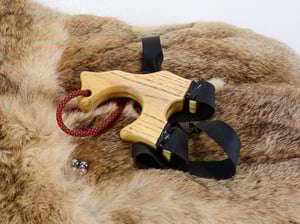 Image of Pinch Grip Slingshot made of Ash wood, Wooden Catapult for tie on band