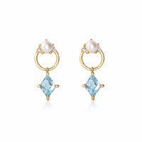 Image 2 of Blue Topaz Door Knocker Earring