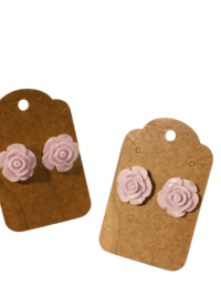 Image 2 of Pastel Purple Acrylic Rose Stud Earrings | Floral Studs | Handmade Earrings |