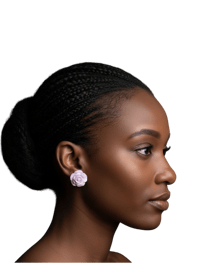 Image 1 of Pastel Purple Acrylic Rose Stud Earrings | Floral Studs | Handmade Earrings |