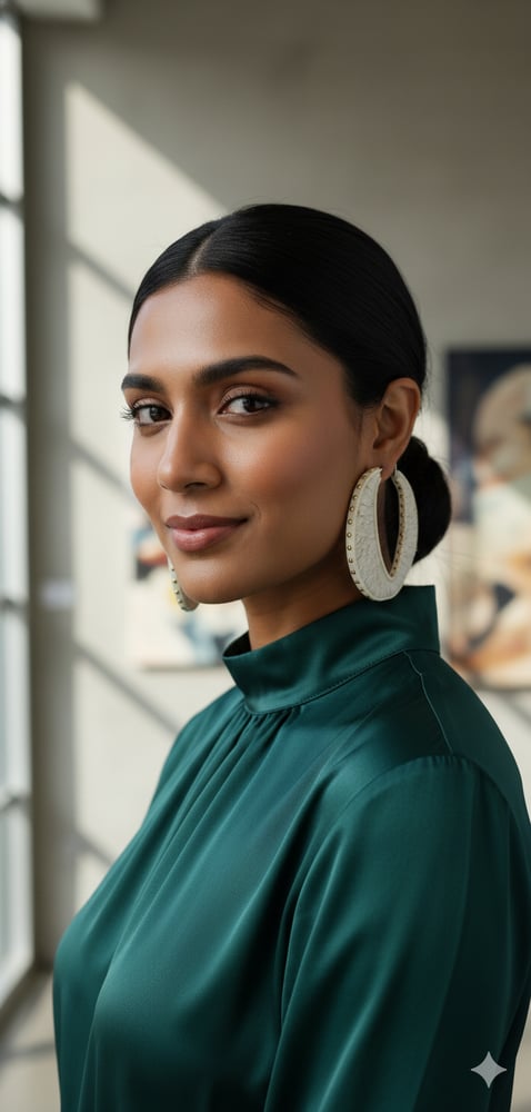 Image of Gold Studded Ivory Sweater Hoop Earrings