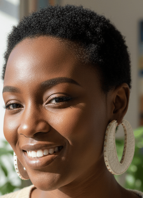 Image of Gold Studded Ivory Sweater Hoop Earrings