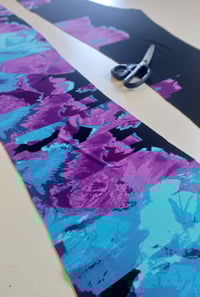 Image 2 of Blue purple on black KAT Pants - great for yoga, festival or everyday!