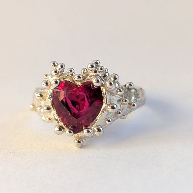 Ruby Heart Ring Size L - Imperfect 