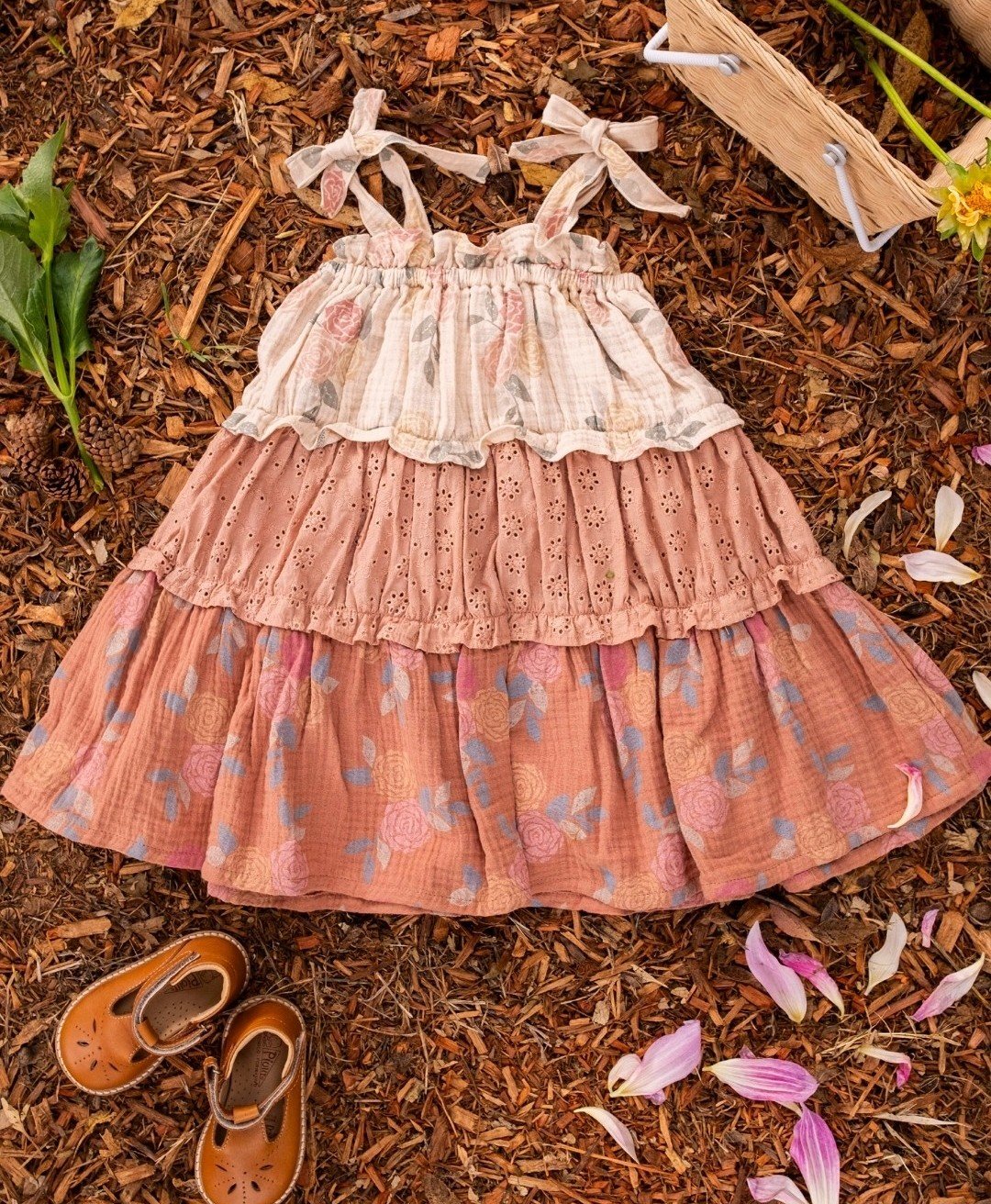 Image of Amber Dress- Dusty Pink Roses