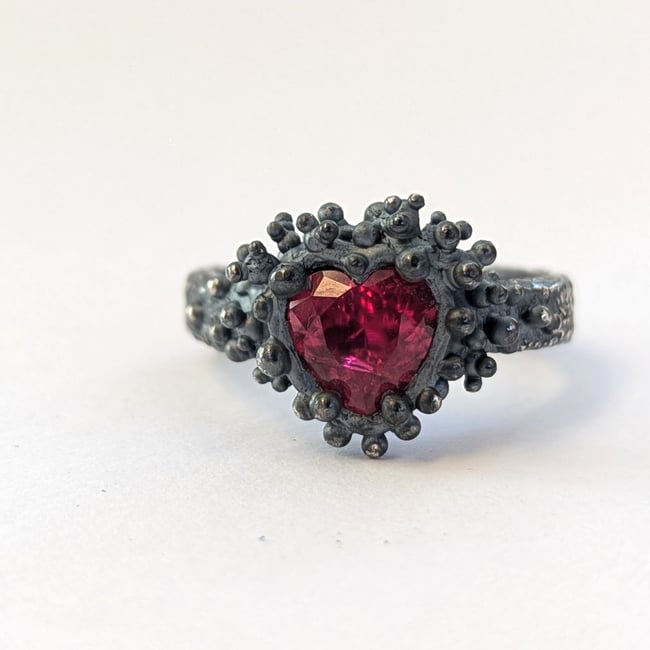 Medieval Ruby Heart Ring - Imperfect