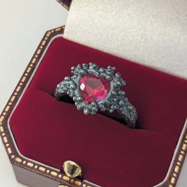 Medieval Ruby Heart Ring - Imperfect