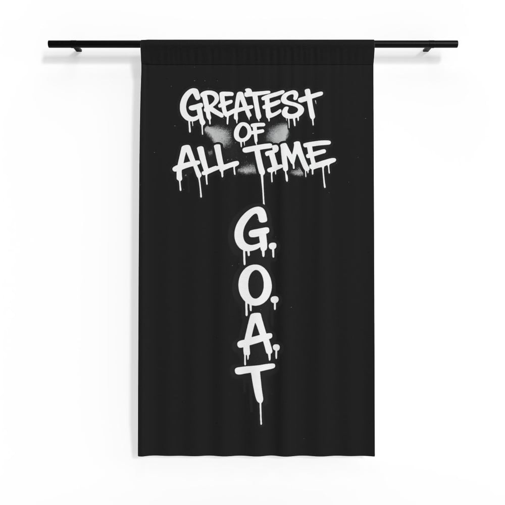 Image of Sheer Curtain - "Greatest of All Time" (G.O.A.T.) Black Graffiti Window Panel