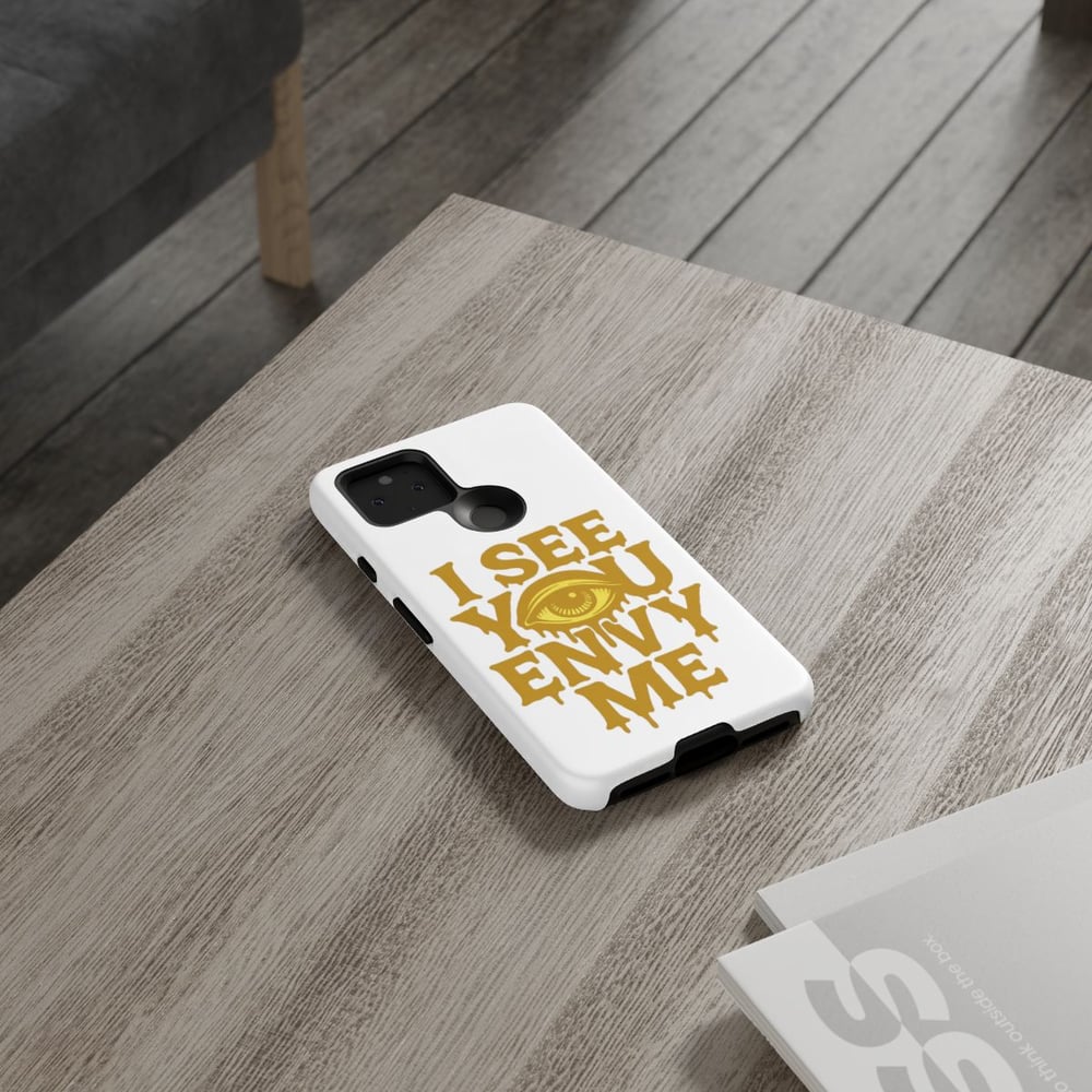 Image of I See You Envy Me Phone Case — Bold Gold Eye Graphic Protective Case