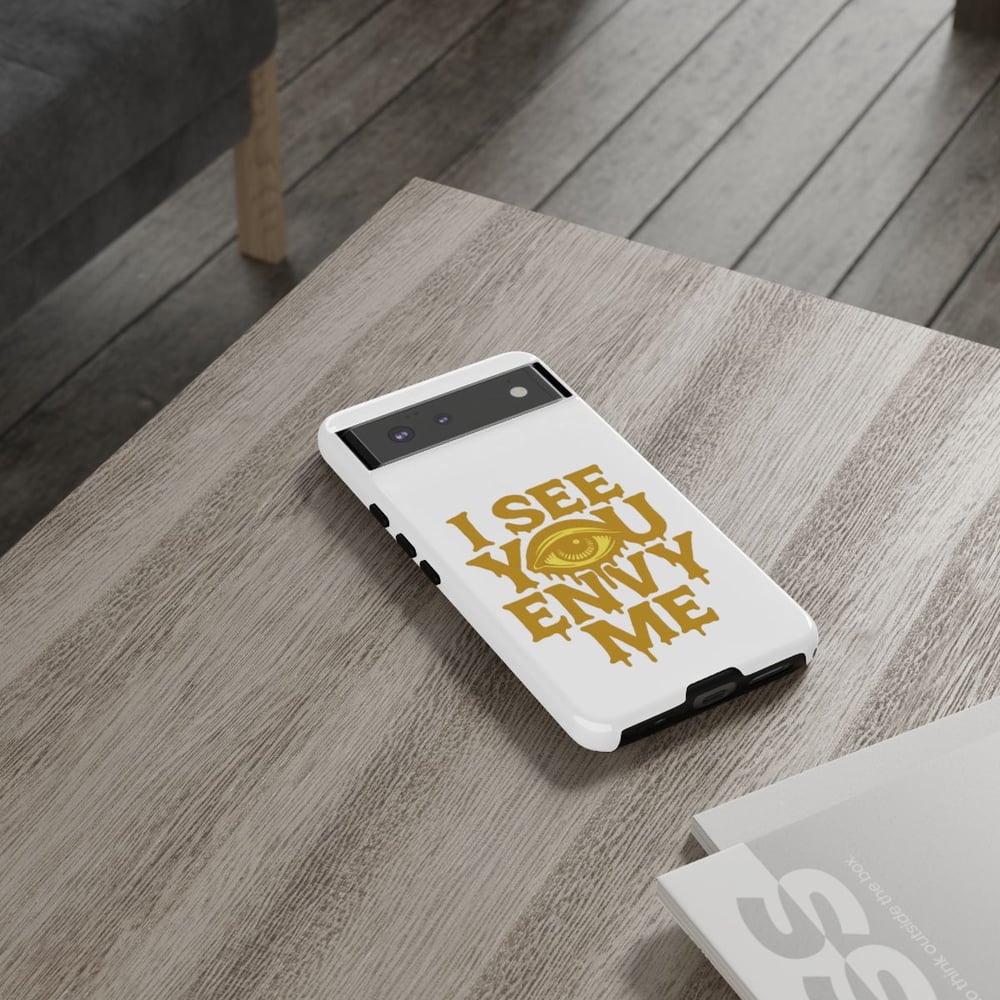 Image of I See You Envy Me Phone Case — Bold Gold Eye Graphic Protective Case