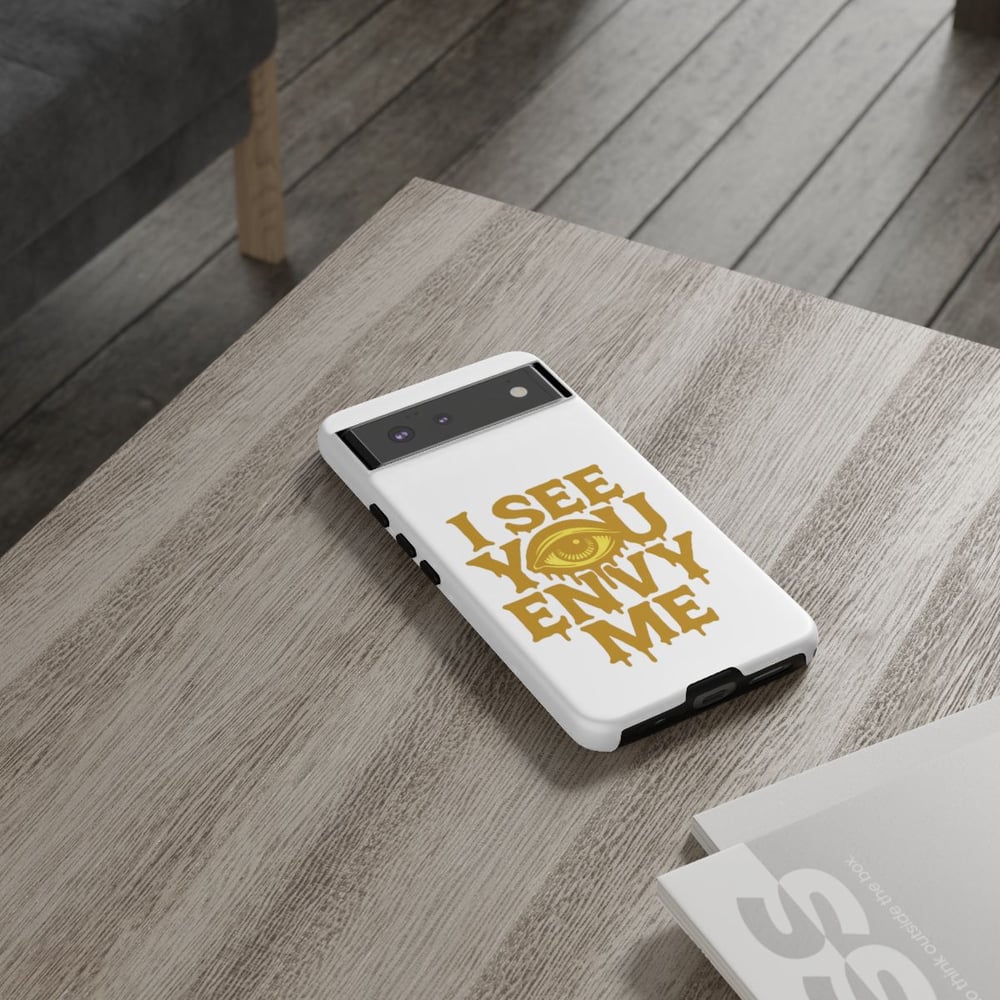 Image of I See You Envy Me Phone Case — Bold Gold Eye Graphic Protective Case