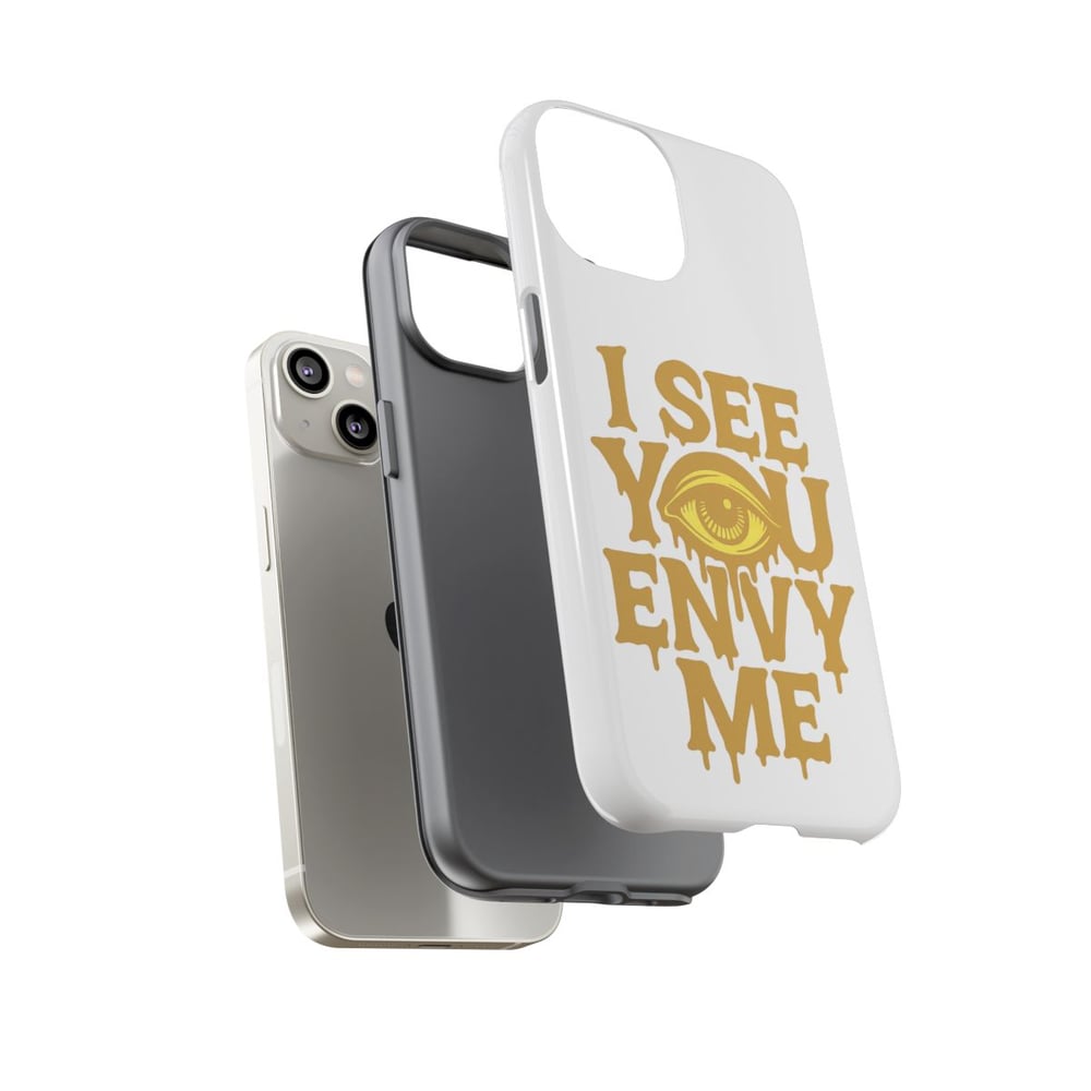 Image of I See You Envy Me Phone Case — Bold Gold Eye Graphic Protective Case