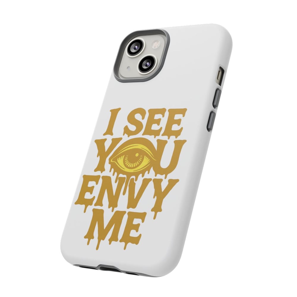 Image of I See You Envy Me Phone Case — Bold Gold Eye Graphic Protective Case