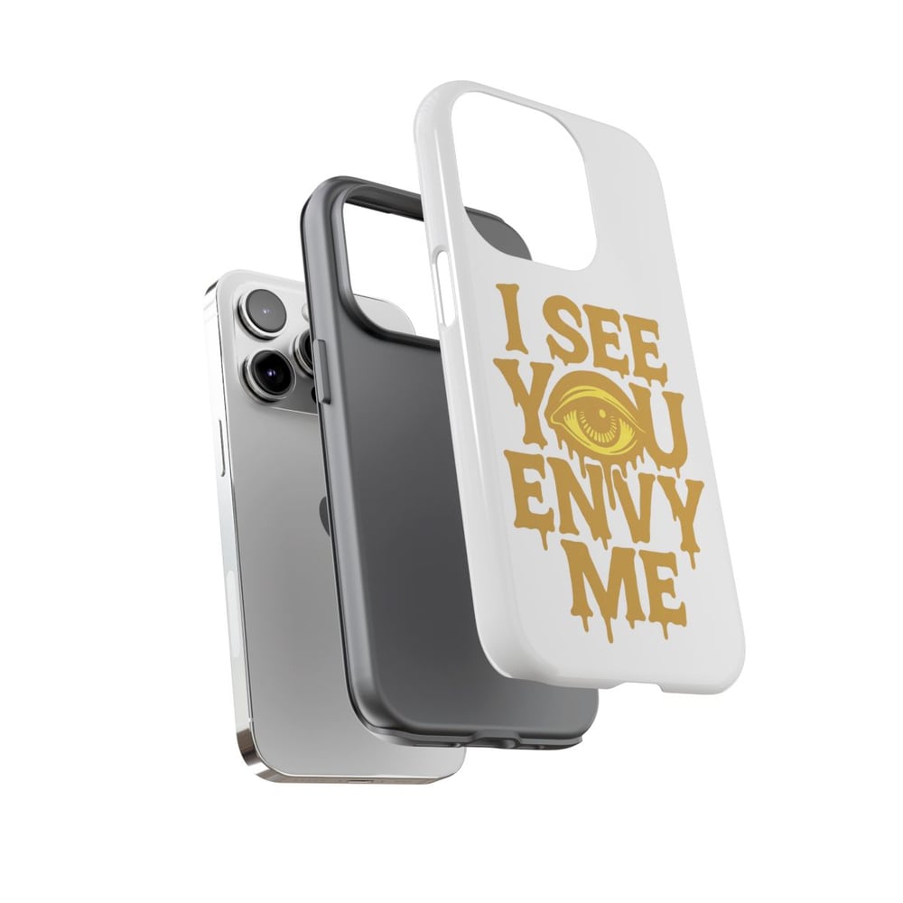 Image of I See You Envy Me Phone Case — Bold Gold Eye Graphic Protective Case